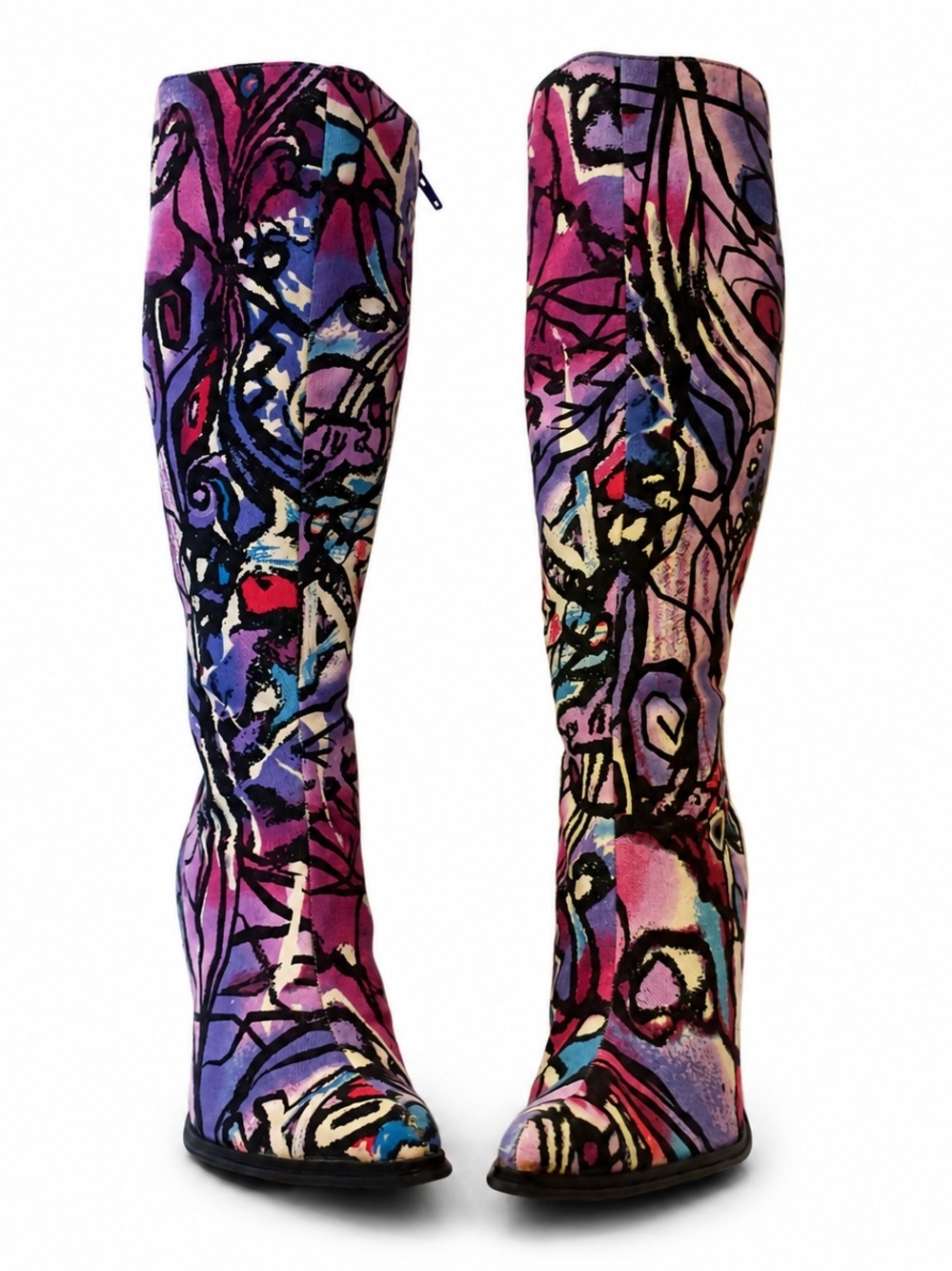 Knee High Abstract Boots W/ Heel. - Women's Size 6.5
